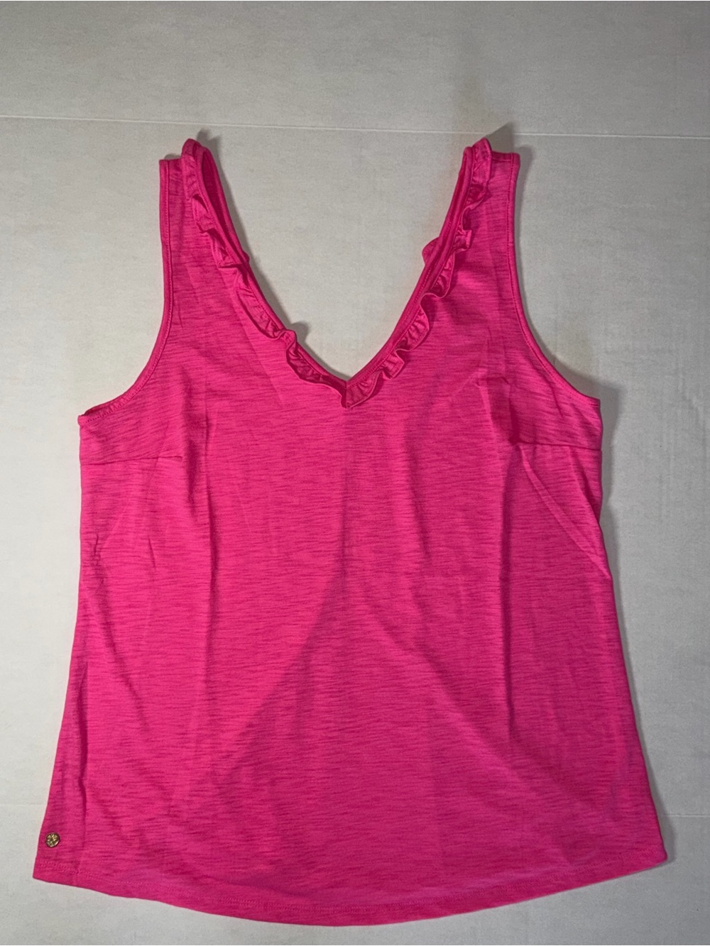 Women’s Pink Ruffle V-Neck Tank Top